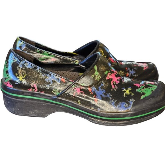 Dansko Vegan Volley Comfort Clogs Printed Frogs Black Size 39 US 8.5 9 Shoes - Picture 3 of 12
